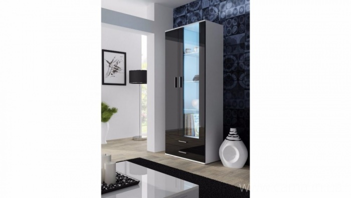 Витрина высокая Soho S-6 белый/черный глянец