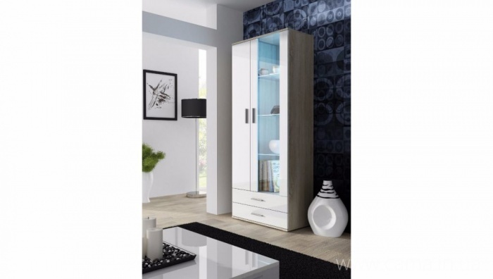 Витрина высокая Soho S-6 дуб сонома/белый глянец