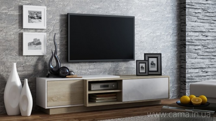 Комод ТВ Sigma 1D сонома/белый глянец