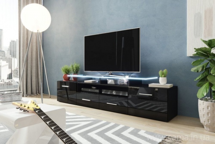 Комод Evora черный/черный глянец Комод Evora черный/черный глянец