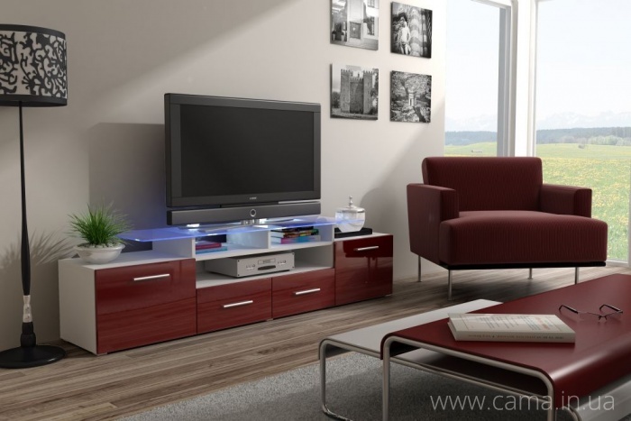 Комод Evora белый/бордо глянец Комод Evora белый/бордо глянец