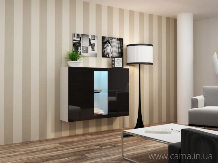 Комод Vigo 120 белый/ черный глянец