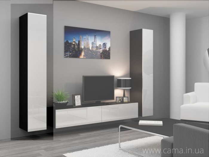 Пенал навесной Vigo 180 черный/белый глянец