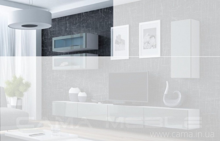 Витрина навесная Vigo 90 белый/серый глянец