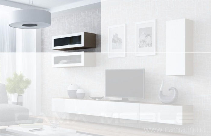 Витрина навесная Vigo 90 латте/белый глянец